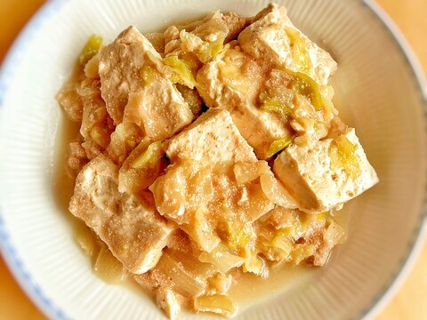 豆腐、キャベツ、明太子のクリーム煮